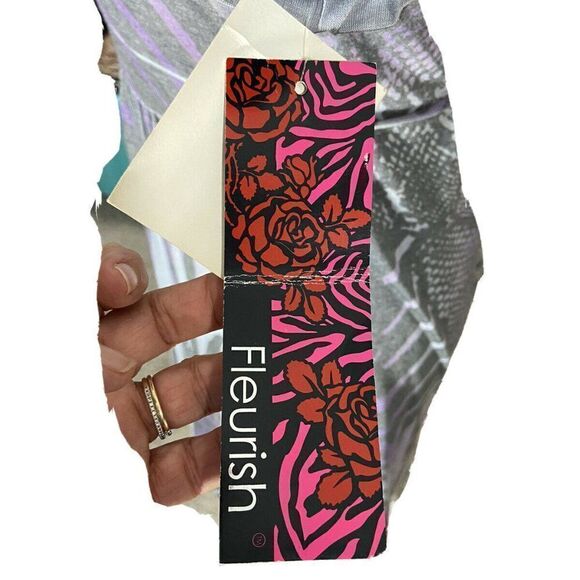 Fleurish V Neck Tie Back Multicolor Dress Size Lg - Picture 3 of 4